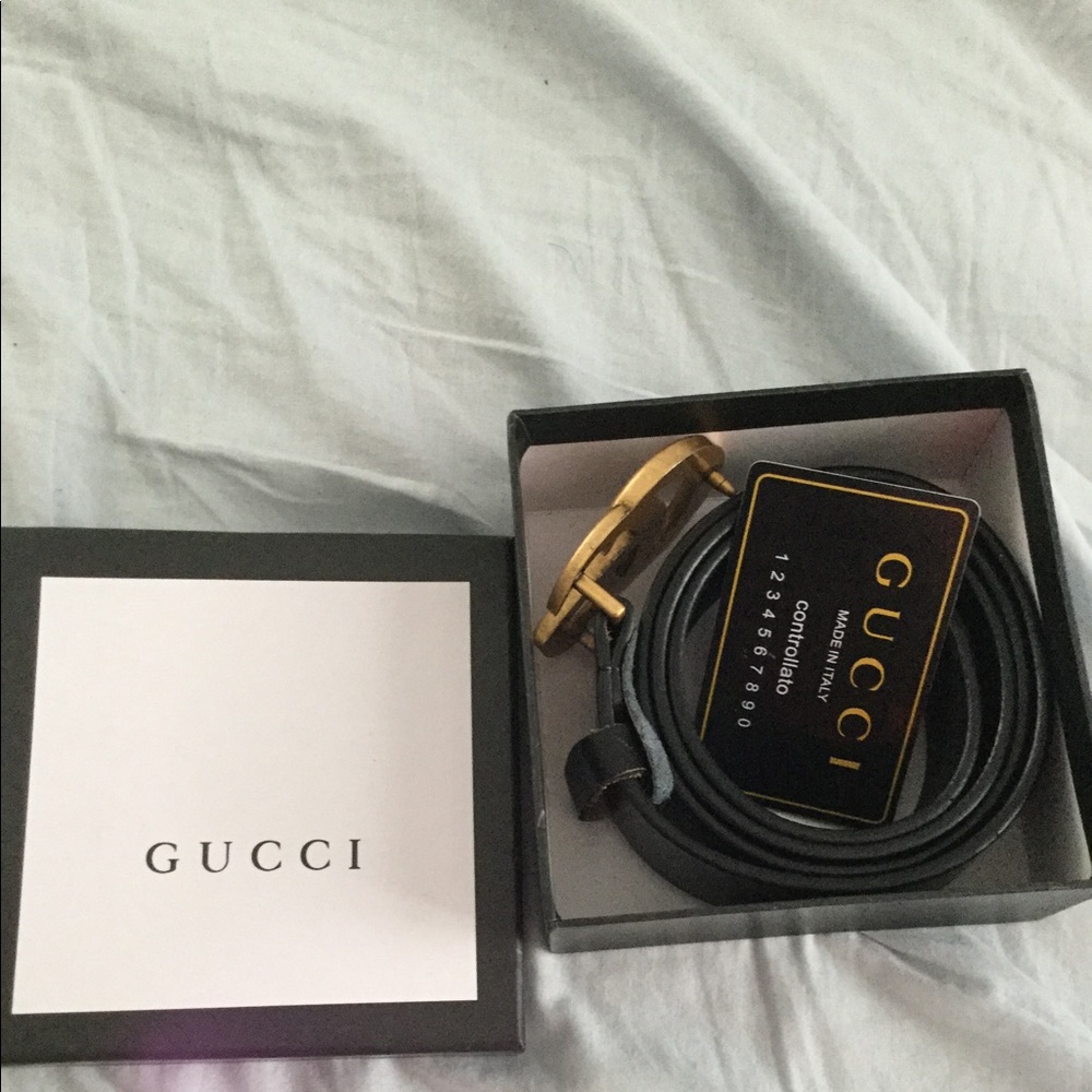 COPY - Gucci Leather belt with Double G buckle